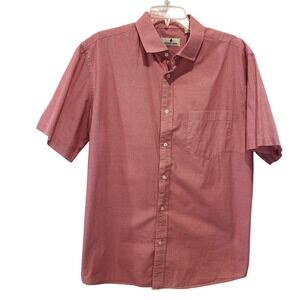 Southern Pines Mens XL Red White Geometric Micro Print Cotton Short Sleeve Shirt